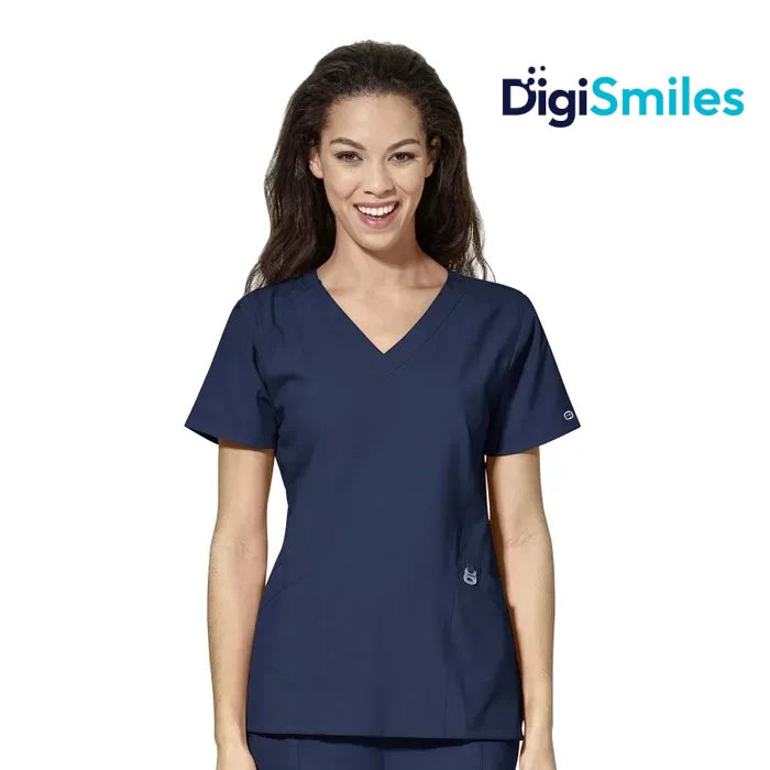 WonderWink W123 (6155) - Women's Stylized V-Neck Top (DigiSmiles)