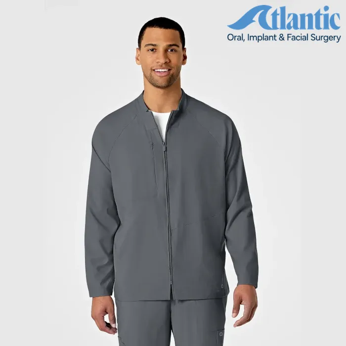 WonderWink W123 (8355) - Men's Zip Front Warm Up Scrub Jacket (Atlantic)
