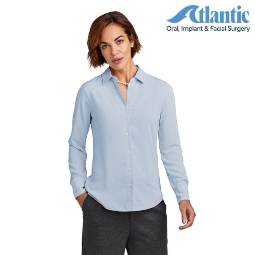Brooks Brothers (BB18007) Women’s Full-Button Satin Blouse (Atlantic)