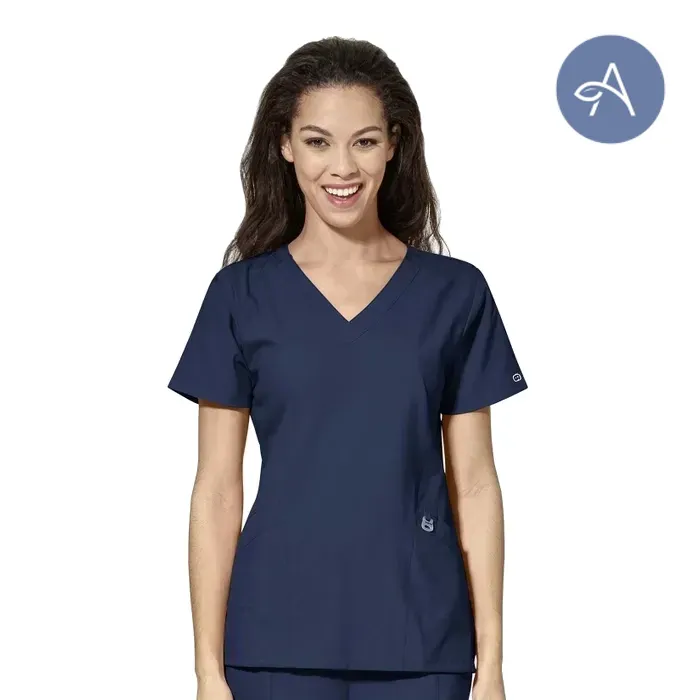 WonderWink W123 (6155) - Women's Stylized V-Neck Top (AGNIHOTRI)