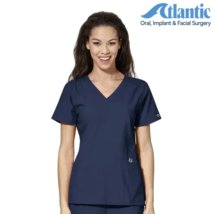WonderWink W123 (6155) - Women's Stylized V-Neck Top (Atlantic)