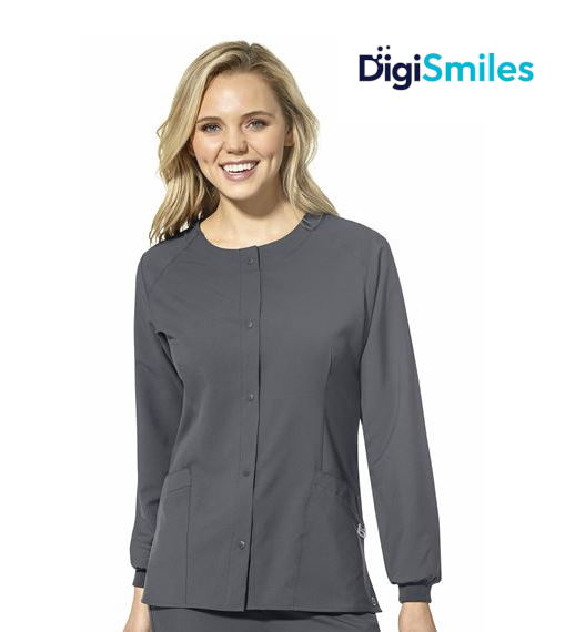 WonderWink W123 (8155) - Women's Crew Neck Warm Up Jacket (DigiSmiles)