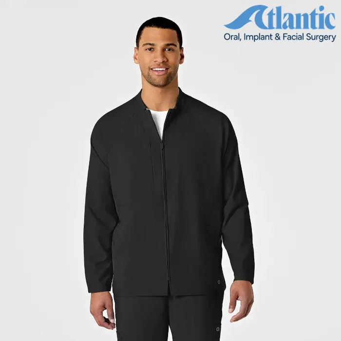 WonderWink W123 (8355) - Men's Zip Front Warm Up Scrub Jacket (Atlantic)