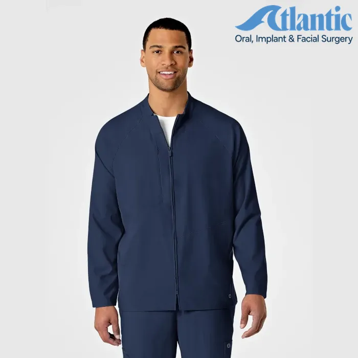 WonderWink W123 (8355) - Men's Zip Front Warm Up Scrub Jacket (Atlantic)