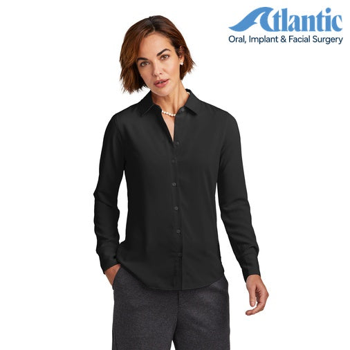 Brooks Brothers (BB18007) Women’s Full-Button Satin Blouse (Atlantic)