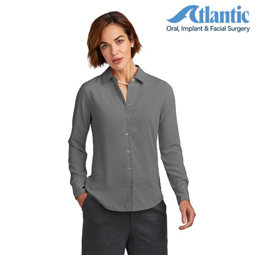 Brooks Brothers (BB18007) Women’s Full-Button Satin Blouse (Atlantic)